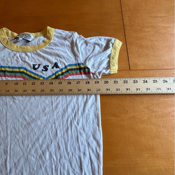 Wildfox Couture S US Team striped white cotton polyester T-shirt yellow … - Picture 4 of 9